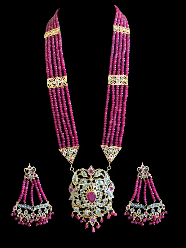 luxury hoop earrings for women-LN120 Cassie Ruby rani haar with earrings ( SHIPS IN 4 WEEKS  )