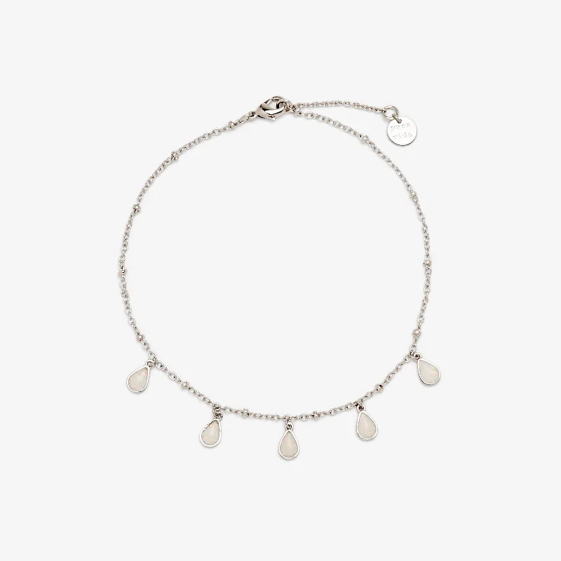 zirconia bracelet for women-Teardrop Charm Anklet