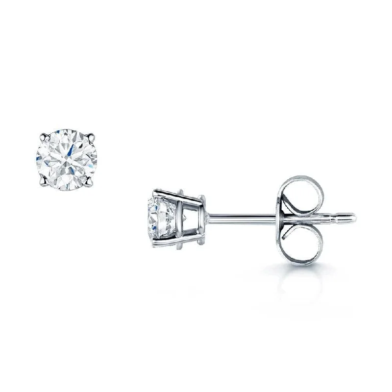 star earrings for women-18ct White Gold Brilliant Cut Single Stone Diamond Set Earrings