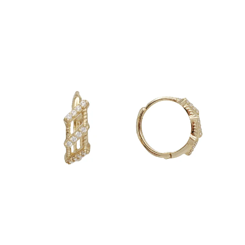 hoop earrings with pearls for women-Zirconia Huggies Earring (14K)