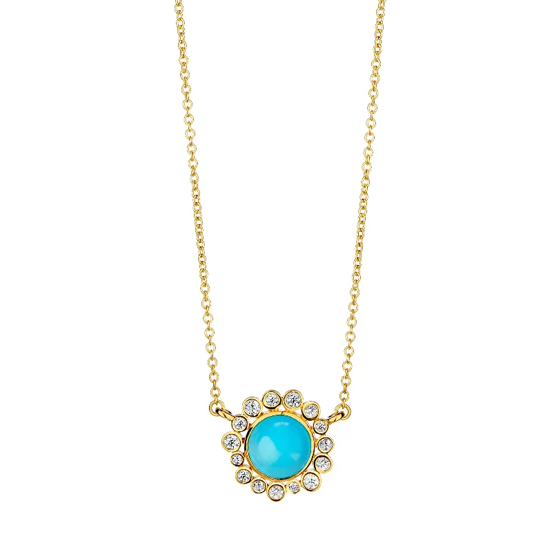 gold heart necklace for women-Cabochon Diamond Cluster Necklace