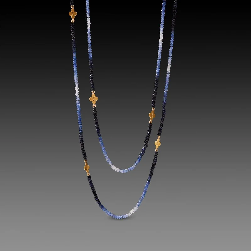 minimalist necklace for women-Long Ombre Sapphire Necklace