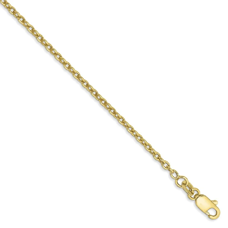 statement bracelet for women-2mm 10k Yellow Gold Solid Cable Chain Anklet