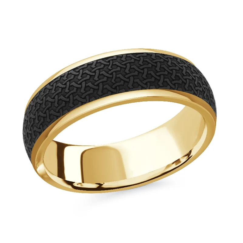 bold engagement ring for women-14K Yellow Gold Ring from the Noir Collection by Malo - MRDA-081-7Y