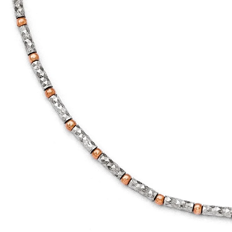 sterling silver bracelet for women-Rose Gold Tone Sterling Silver 2mm Diamond Cut Bead Anklet, 9-10 Inch