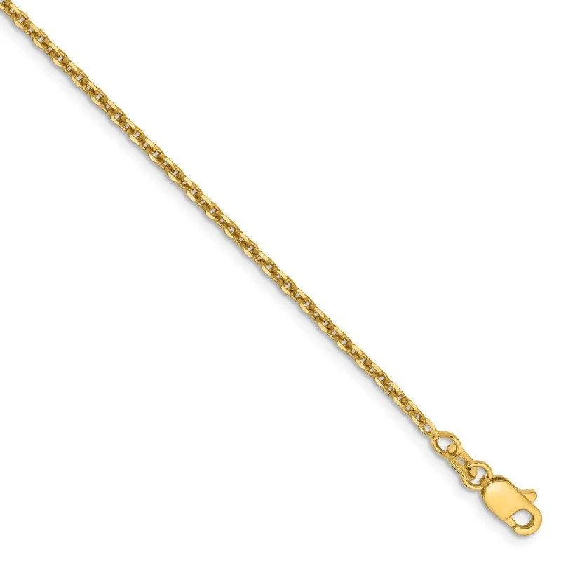 vintage bangle bracelet for women-1.65mm 14k Yellow Gold Diamond Cut Solid Cable Chain Anklet, 9 Inch