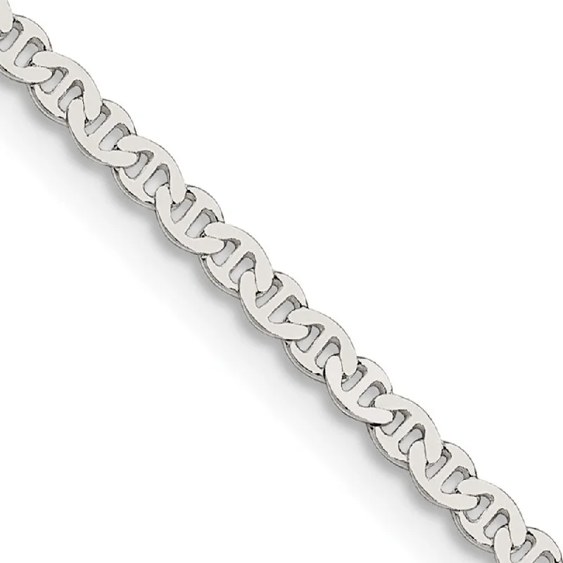 cuff bracelet for women-2.25mm Sterling Silver Solid Flat Anchor Chain Anklet