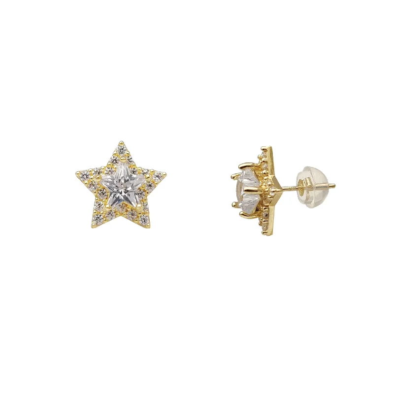 pearl stud earrings for women-Cluster Star Stud Earring (14K)